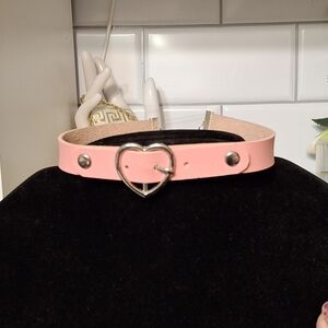 Pink Heart Choker Necklace 11" to 14" Nwot